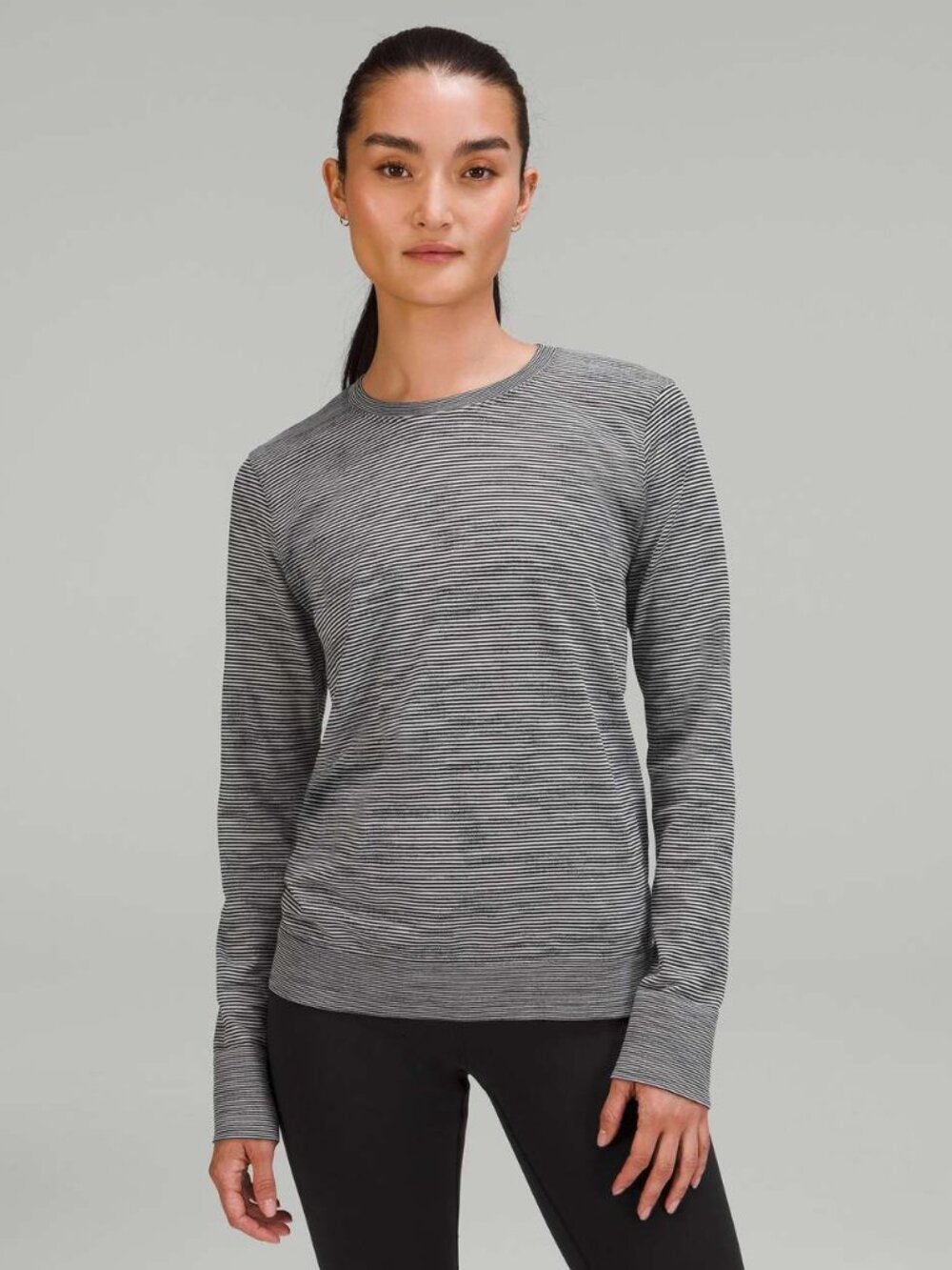 Lululemon Swiftly Relaxed-Fit LS Sz 12 Shirt Black/White Chroma Check Stripe